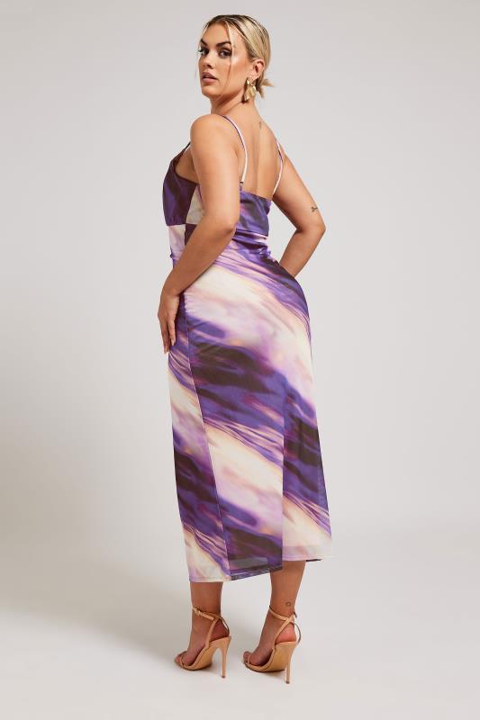 YOURS LONDON Plus Size Purple Abstract Print Midaxi Dress | Yours Clothing 3