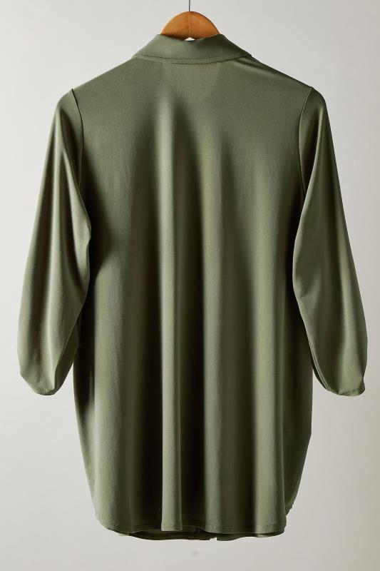Evans Plus Size Khaki Green Tab Sleeve Blouse | Evans 6