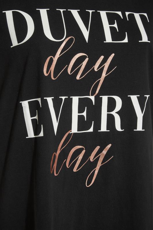 Black 'Duvet Day Every Day' Metallic Slogan Pyjama Top_S.jpg
