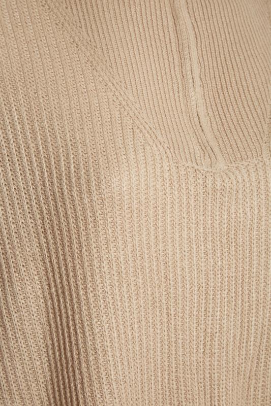 Plus Size Curve Beige Brown Quarter Zip Knitted Jumper | Yours Clothing 5