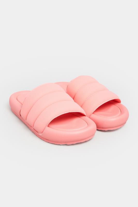 LIMITED COLLECTION Pink Padded Sliders In Wide E Fit | Yours Clothing 2