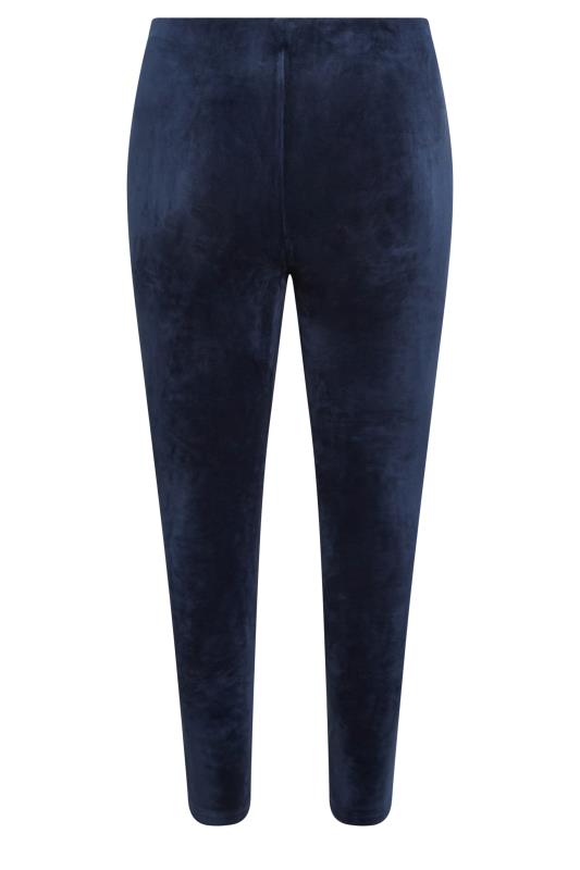 YOURS Plus Size Navy Blue Velour Leggings | Yours Clothing 6