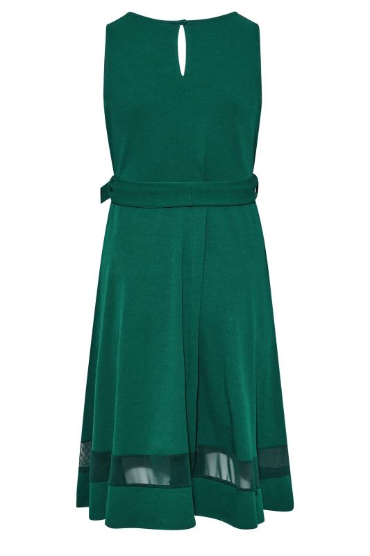 YOURS LONDON Plus Size Green Mesh Panel Skater Dress | Yours Clothing 7
