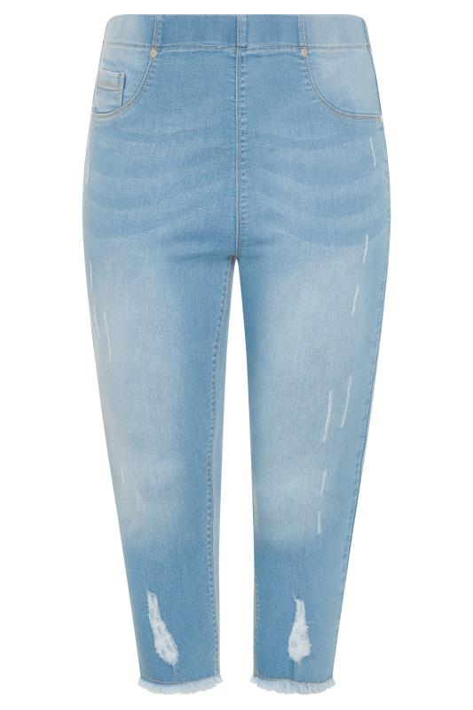 Light Blue Cat Scratch Cropped JENNY Jeggings | Yours Clothing 5