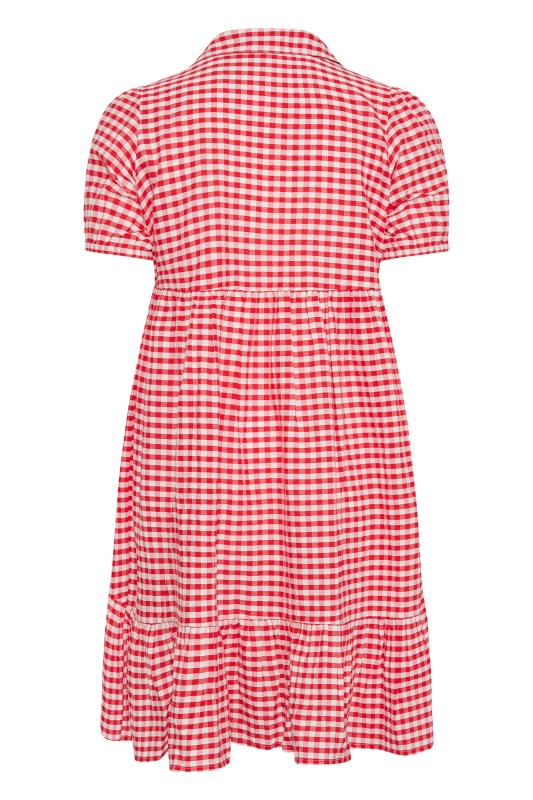 LIMITED COLLECTION Plus Size Red Gingham Dipped Hem Smock Dress | Yours Clothing 7