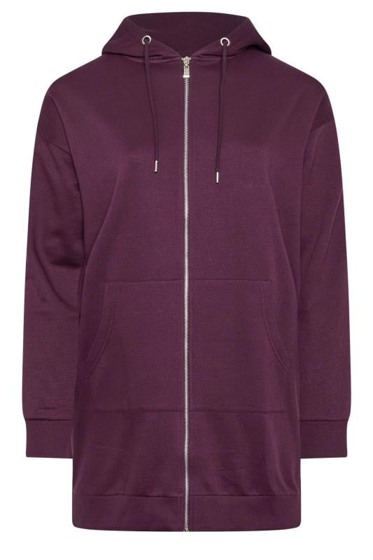 YOURS Plus Size Purple Zip Through Longline Hoodie | Yours Clothing 6