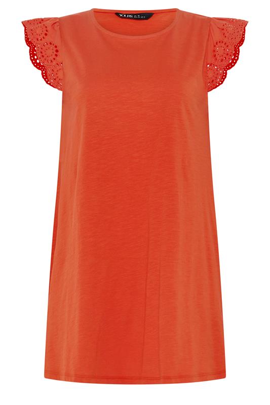 YOURS Plus Size Orange Broderie Frill Vest Top | Yours Clothing 5