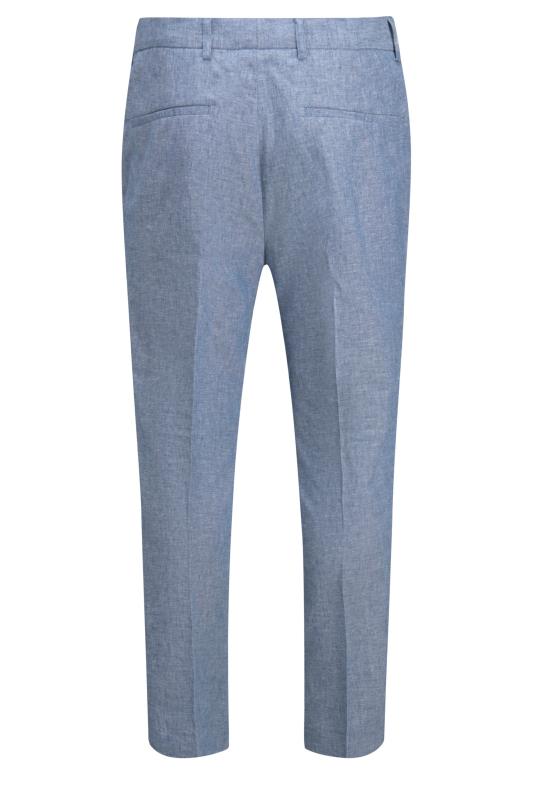 JACK & JONES Chambray Blue Linen Suit Trousers | BadRhino 5