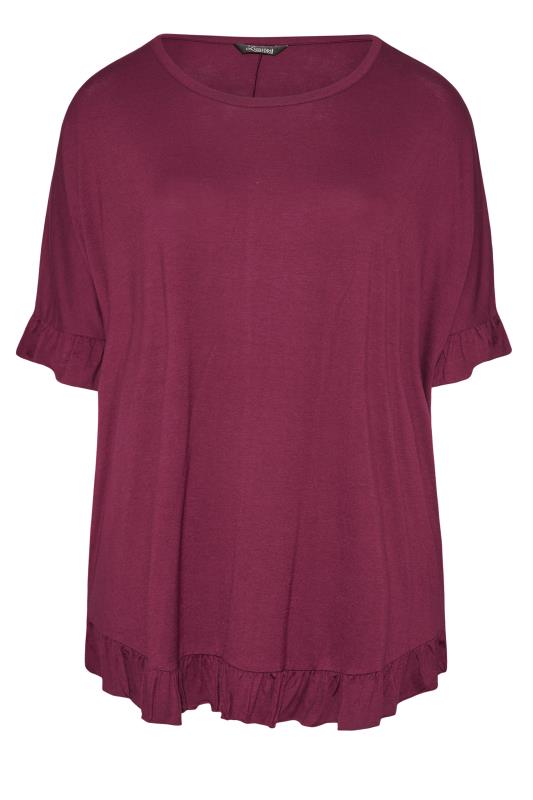 LIMITED COLLECTION Curve Berry Purple Frill Jersey T-Shirt_F.jpg