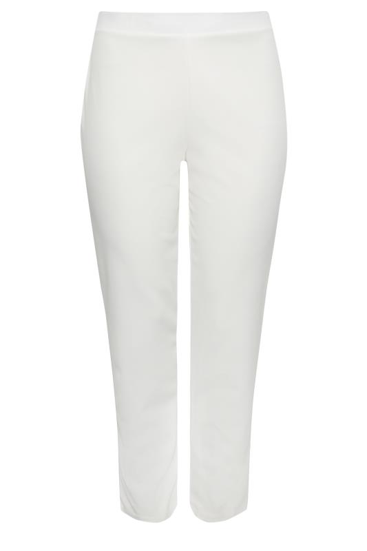 YOURS LONDON Curve White Scuba Crepe Tapered Trousers | Yours Clothing 4
