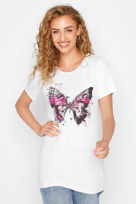 Tall  LTS Tall White Butterfly Graphic T-Shirt