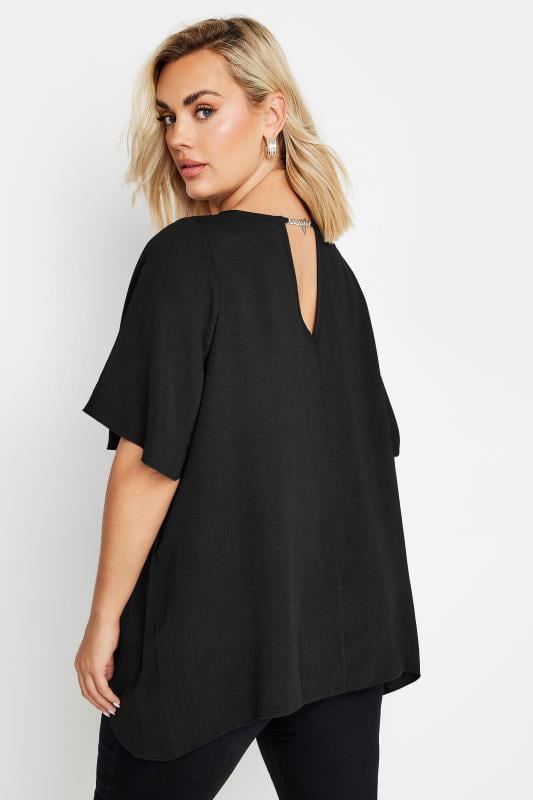 YOURS Plus Size Black Chain Back Blouse | Yours Clothing 1