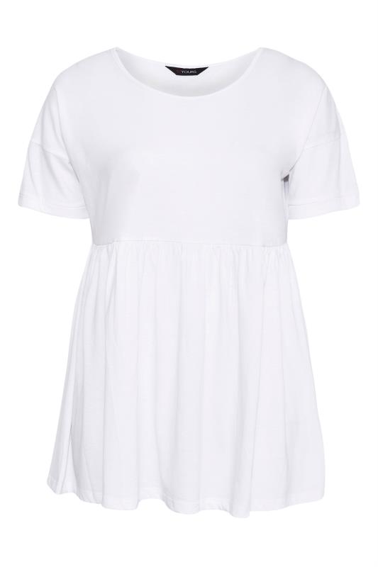 Plus Size White Drop Shoulder Peplum Top | Yours Clothing 5