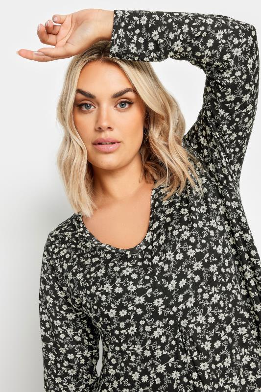 YOURS Plus Size Black Ditsy Floral Print Swing Dress | Yours Clothing 4