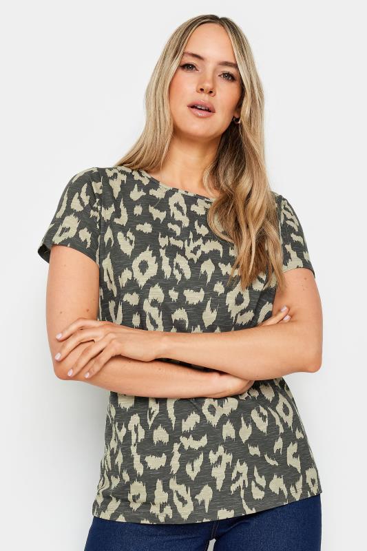 LTS Tall Womens Black Abstract Animal Print Cotton T-Shirt | Long Tall Sally 1