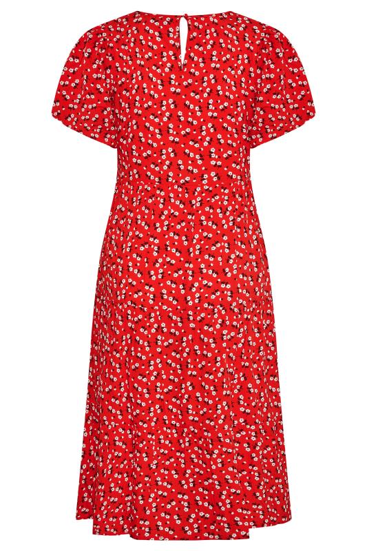 Curve Red Ditsy Print Tiered Smock Midaxi Dress 7