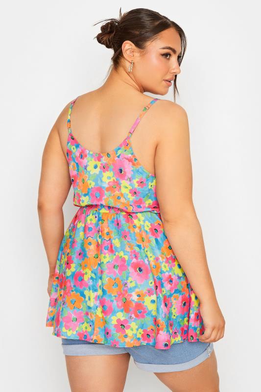 LIMITED COLLECTION Plus Size Blue Floral Print Cami Top | Yours Clothing 4