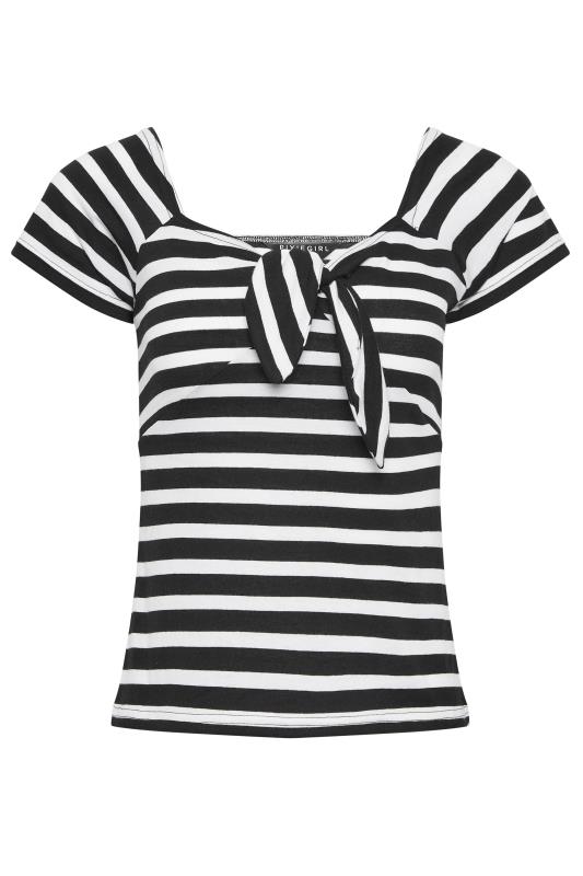 PixieGirl Black Stripe Print Tie Front T-Shirt | PixieGirl 6