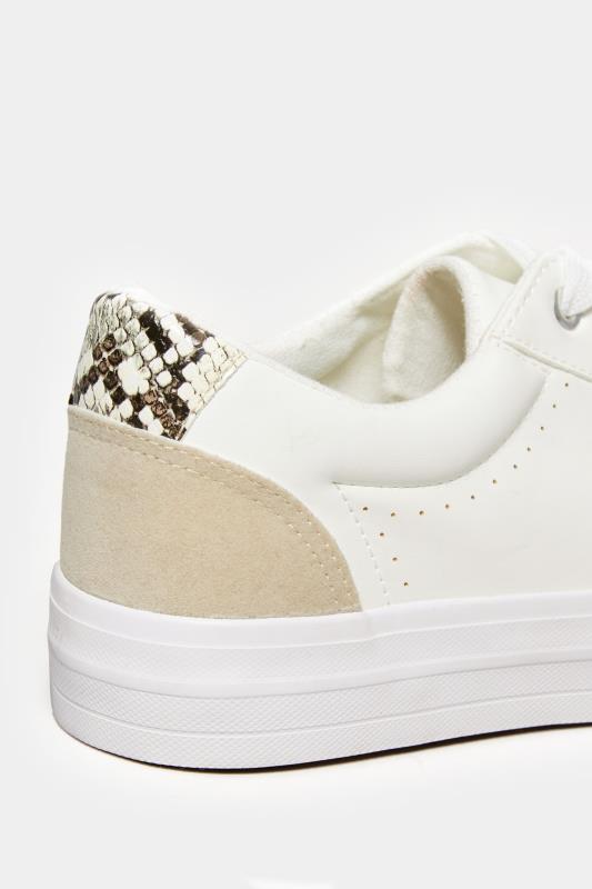 White Snake Print Heel Trainers In Wide E Fit | Yours Clothing 5