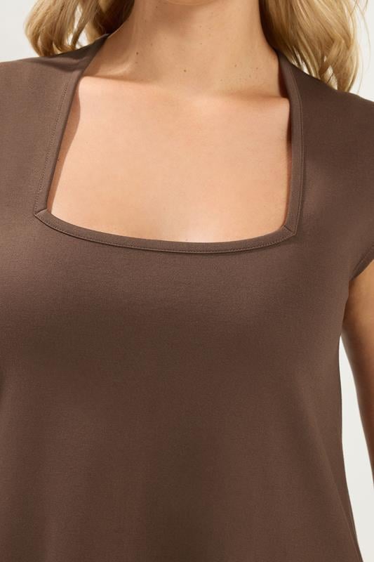 YOURS Plus Size Chocolate Brown Cap Sleeve Top | Yours Clothing 4