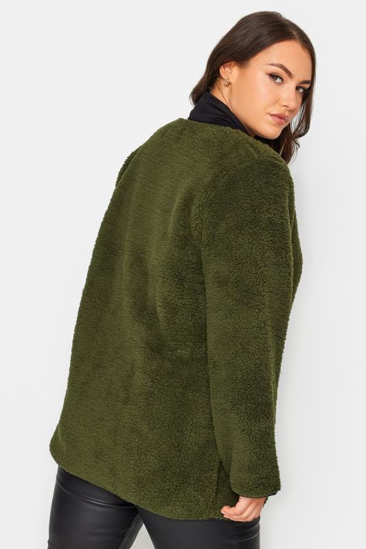 YOURS LUXURY Plus Size Green Faux Fur Toggle Jacket | Yours Clothing 3