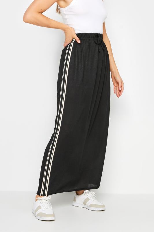 LTS Tall Black Side Stripe Panel Maxi Skirt | Long Tall Sally 1