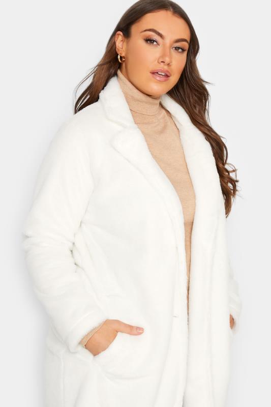 YOURS Plus Size Curve White Faux Fur Jacket | Yours Clothing  4