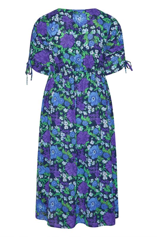 LIMITED COLLECTION Curve Blue Floral Ruched Sleeve Wrap Dress_Y.jpg