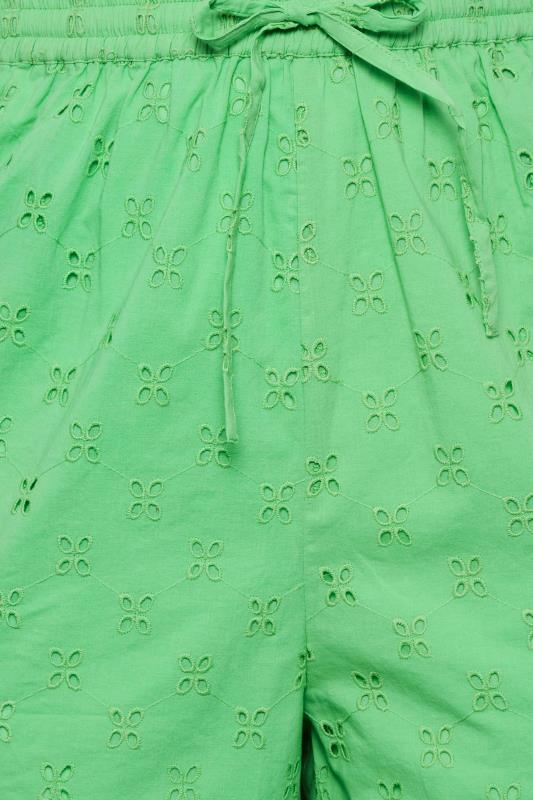 LIMITED COLLECTION Plus Size Green Broderie Anglaise Shorts | Yours Clothing 5