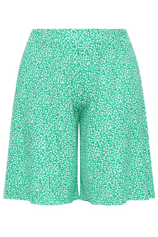 YOURS Plus Size Green Ditsy Print Jersey Shorts | Yours Clothing 5