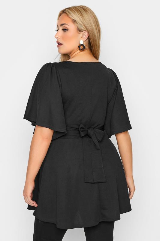 YOURS LONDON Curve Black Knot Front Angel Sleeve Top 3