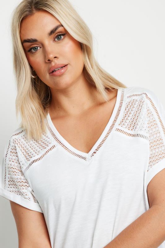 YOURS Plus Size White Bubble Hem Top | Yours Clothing 4