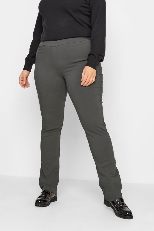 LTS Tall Women's Grey Stretch Straight Leg Trousers | Long Tall Sally 1