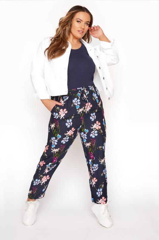 Navy Floral Tapered Trousers_A.jpg