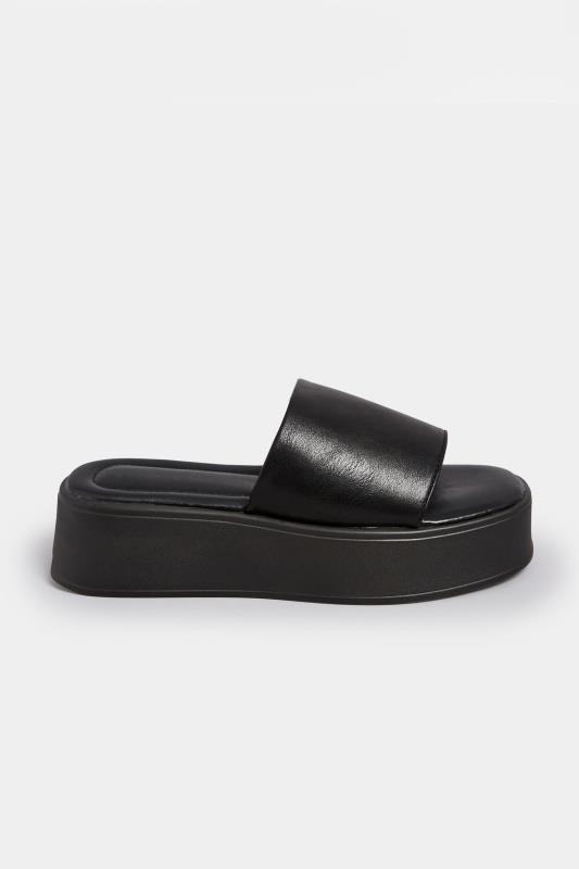 PixieGirl Black Flatform Mule Sandals In Standard Fit | PixieGirl 3