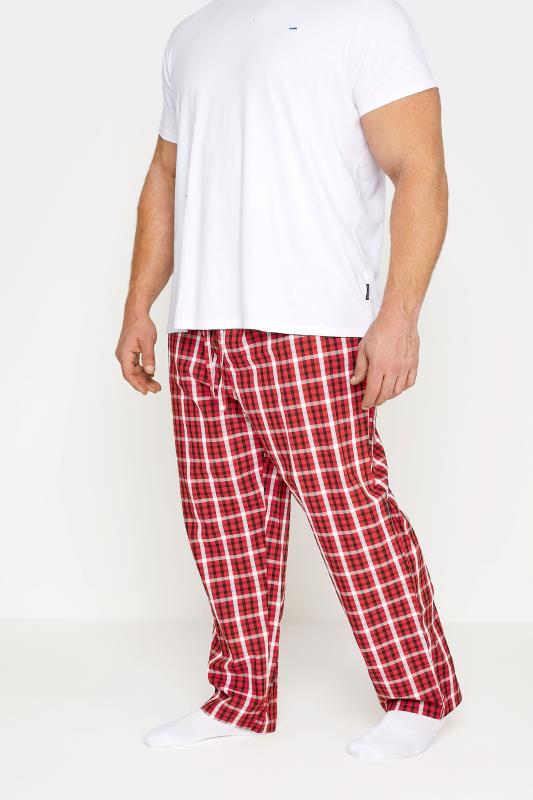 Men's  BadRhino Big & Tall Red Check Lounge Trousers