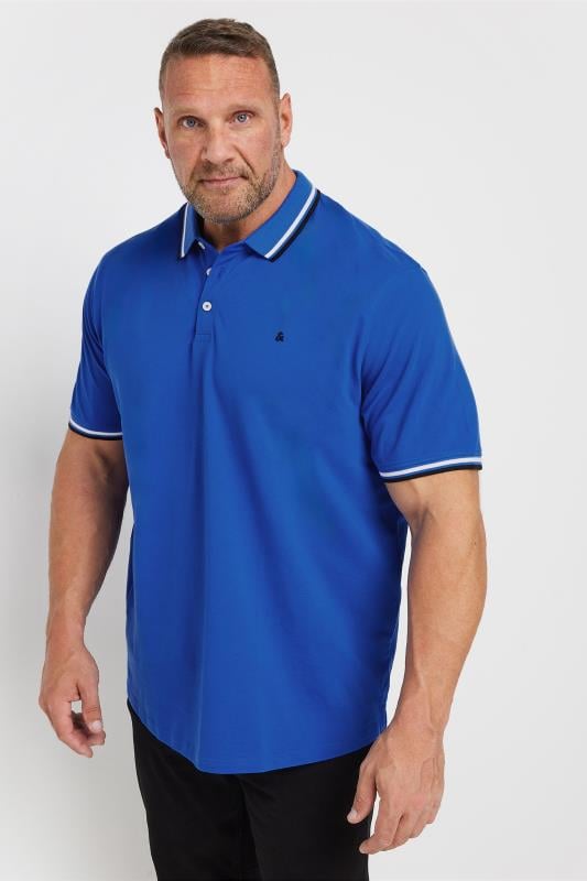 Men's  JACK & JONES Big & Tall Nautical Blue 'Paulo' Cotton Polo Shirt