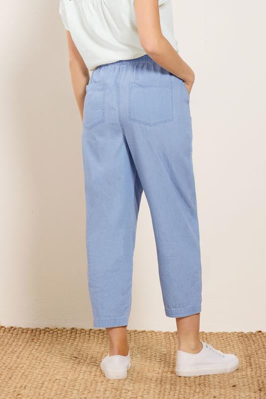 M&Co Blue Lightwash Denim Cropped Cotton Trousers | M&Co 2