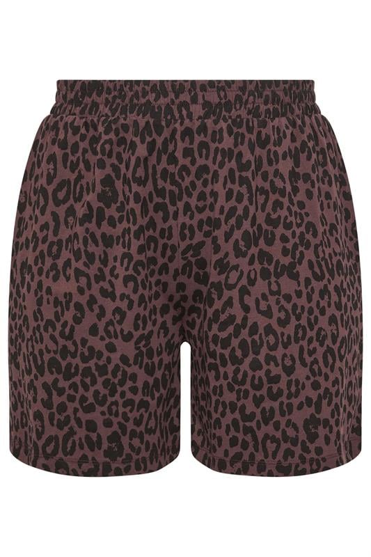 LIMITED COLLECTION Plus Size Chocolate Brown Leopard Shorts | Yours Clothing 5