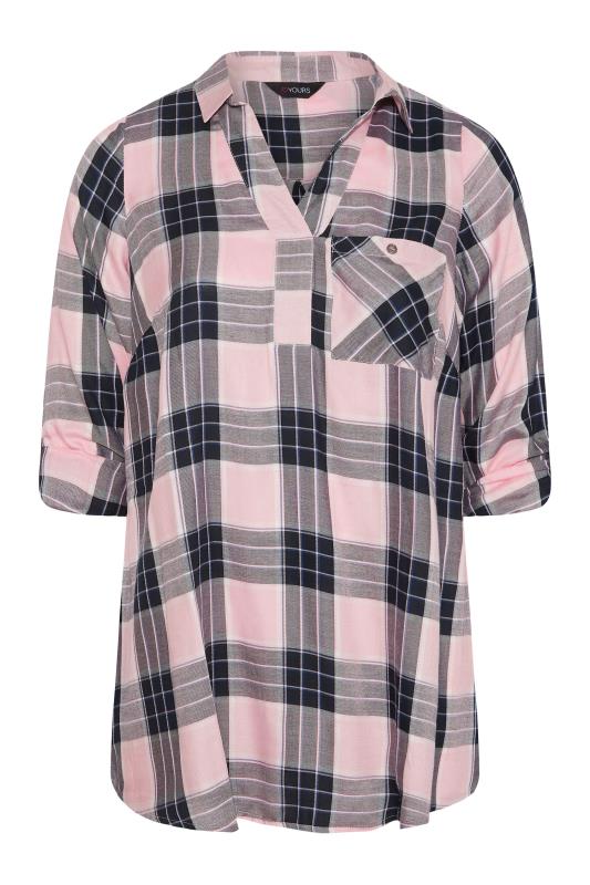 Plus Size Pink Overhead Check Shirt | Yours Clothing 6