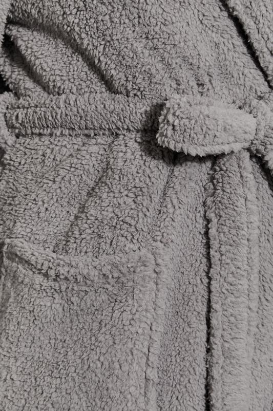 Plus Size Grey Teddy Fleece Dressing Gown | Yours Clothing 5