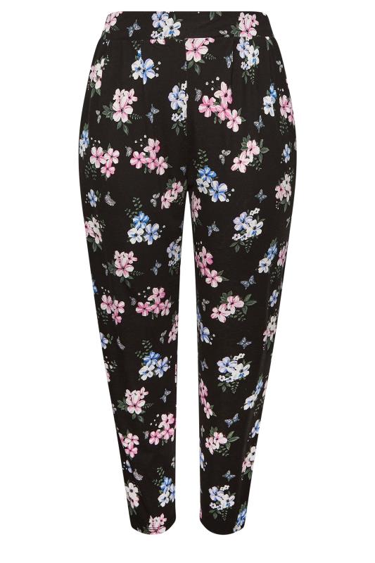 YOURS Plus Size Black Butterfly Print Harem Trousers | Yours Clothing