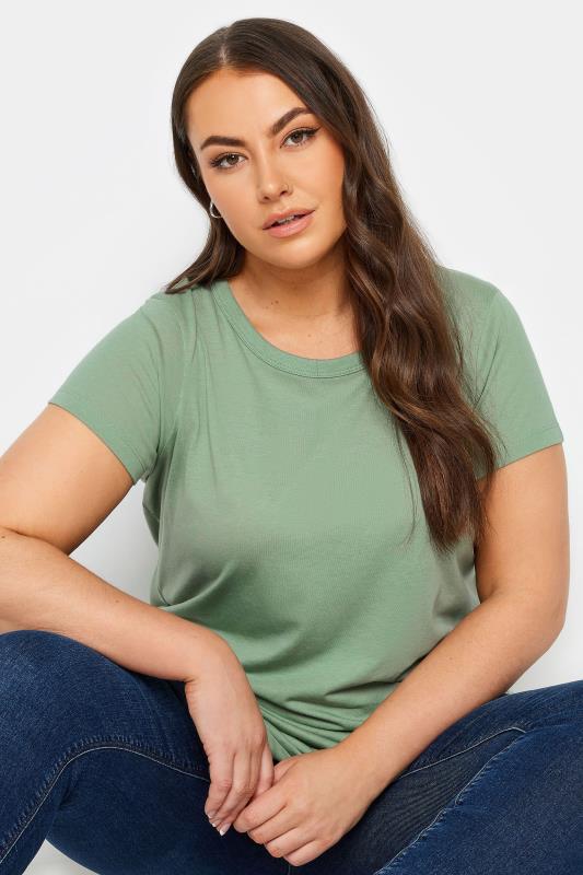 3 PACK Curve Green & Grey Essential T-Shirts | Yours Clothing 7