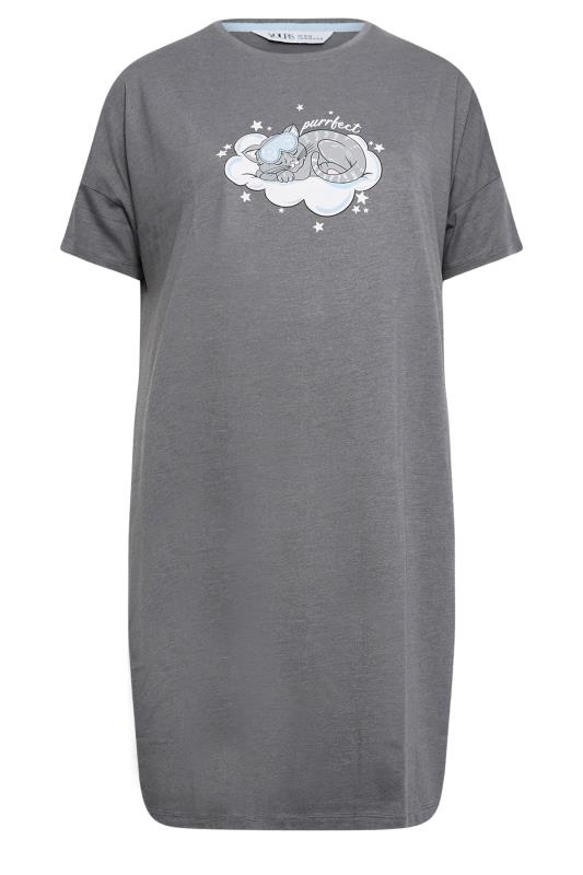 YOURS Curve 'Purrfect' Kitten Print Sleep Tee Nightdress | Yours Clothing 7