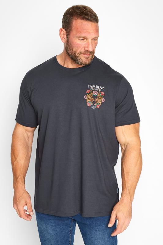 Men's  BadRhino Big & Tall Charcoal Grey 'Fearless & Ferocious' Graphic Print T-Shirt