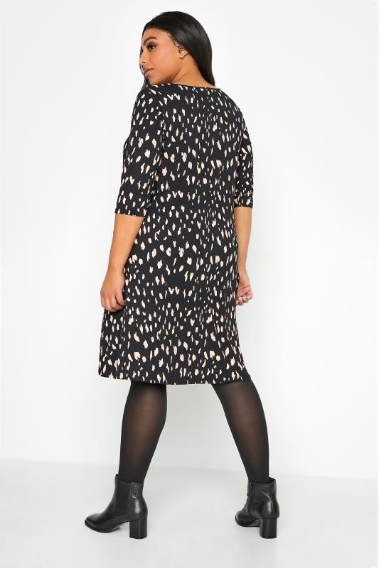 Black Dalmatian Print Drape Pocket Dress_C.jpg