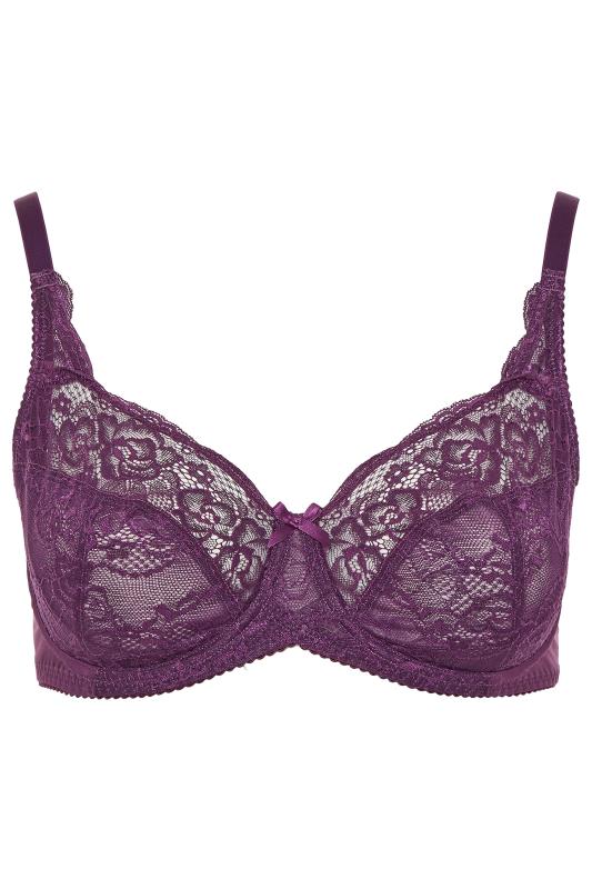 Purple Stretch Lace Wired Bra | Yours Clothing