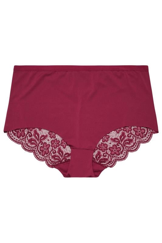 YOURS 3 PACK Plus Size Red & Purple Lace Back High Waisted Knickers | Yours Clothing 9