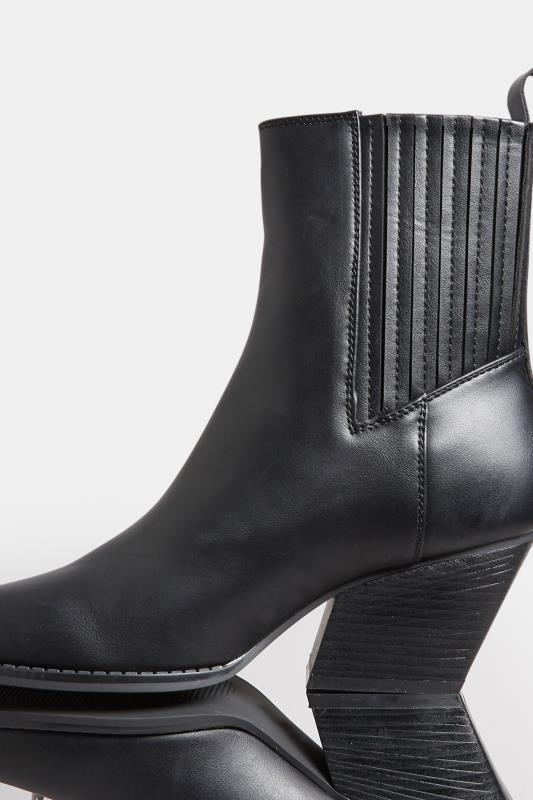 PixieGirl Tan Black Faux Leather Ankle Cowboy Boots In Standard D Fit | PixieGirl 6
