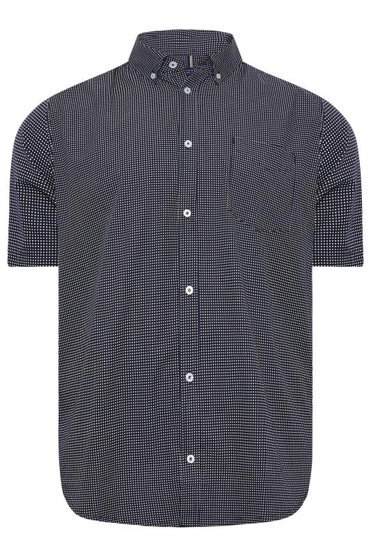 BadRhino Big & Tall Navy Blue Spot Print Short Sleeve Shirt | BadRhino 2